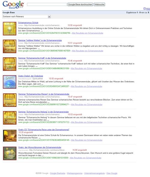 Google Base Unsere Produkte bei Google Base